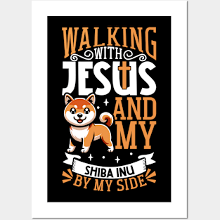 Jesus and dog - Shiba Inu Posters and Art